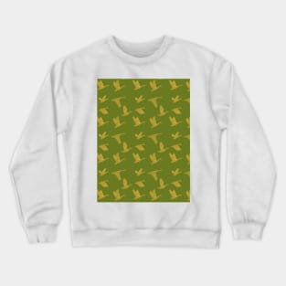 Flying Birds Pattern Green Yellow Crewneck Sweatshirt